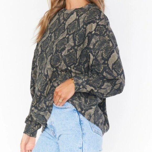 Show Me Your MuMu Boyfriend Oversized Cotton Long Sleeve Sweatshirt Ziggy Python - Picture 1 of 12